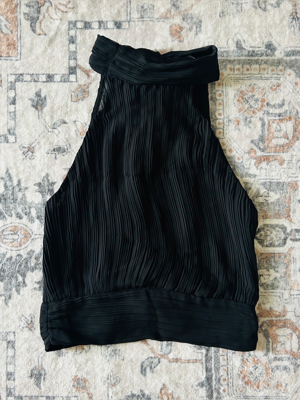 glam Black Pleated Halter Top